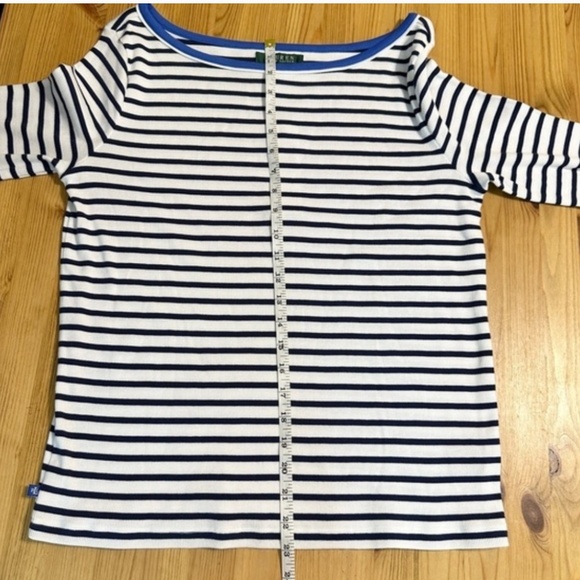NWT Ralph Lauren Striped Mariner Top – Nautical 3/4 Sleeve Tee (Size L) - Picture 6 of 7
